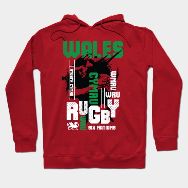 Wales Rugby Dragon 6 Nations Welsh Rugby CYMRU Hoodie by CGD